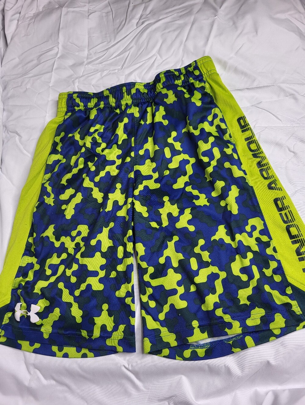 Under Armour Neon Yellow & Blue Camo Performance Shorts